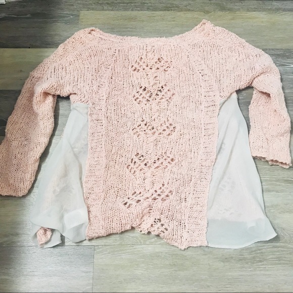 ANTHROPOLOGIE Pink Crochet Sweater Small, cute - Picture 3 of 7